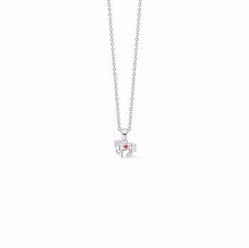 Noa Kids Jewellery horse pendant necklace in sterling silver with red enamel heart