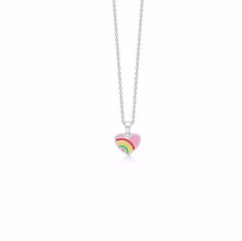 Silver heart pendant necklace with chain and color details