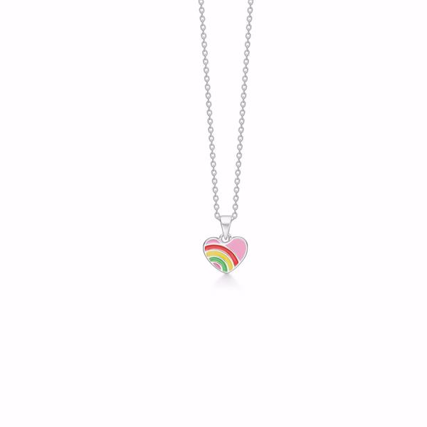 Silver heart pendant necklace with chain and color details