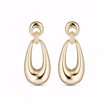 Guld & Sølv Design gold-plated earrings with zirconia and drop pendant
