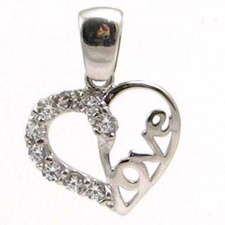 Amalìa. White gold "Love" heart pendant 