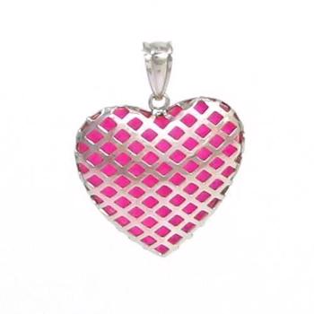 Pink luminescent silver heart pendant