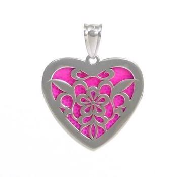 Pink luminescent silver heart pendant