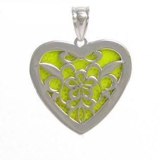 Yellow luminescent silver heart pendant