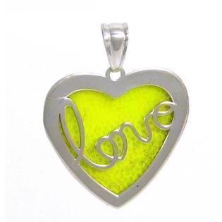 Yellow luminous LOVE silver heart pendant