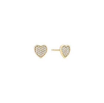 Lund Copenhagen Hjerte heart stud earrings in gold-plated sterling silver with zirconia