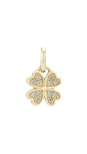Lund Copenhagen Firkløver clover pendant 7.5mm in gold-plated sterling silver with zirconia