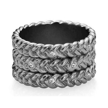 Love Braid-large, black rhodium-plated silver ring from Izabel Camille