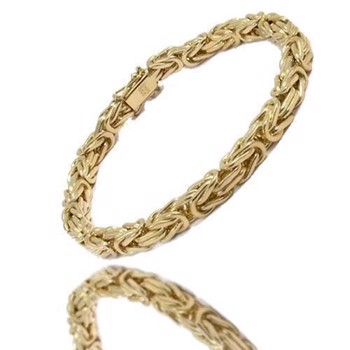 14 carat Solid Gold King ankle chain from Danish BNH, width 2,3 mm, length 26 cm and extra ring at 24 cm