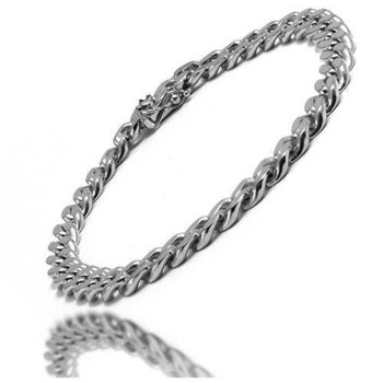 14 ct White Gold Panser Facet Necklace, 45 cm and 3.3 mm (Thread 1.05)