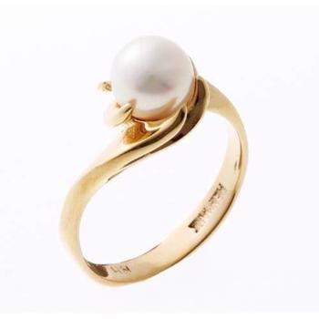 Lund Clock 8 kt. Gold finger ring shiny - 7,0-7,5 mm cultured pearl