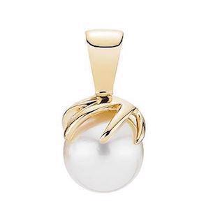 Lund Clock 8 kt. Gold pendant shiny - 5,5-6 mm cultured pearl