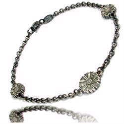 Lund Marguerite gilded silver ankle chain with 3 flowers