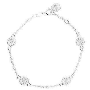 Lund Marguerite bracelet in silver with white enameled 7.5 mm flowers