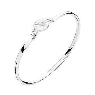 903011-H, Lund Marguerite 11 mm bangle in sterling silver with silver with white enamel