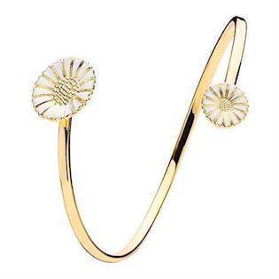 Lund Marguerite 11 and 18 mm 925 sterling silver Bangle gold plated with white enamel, model 903077-M