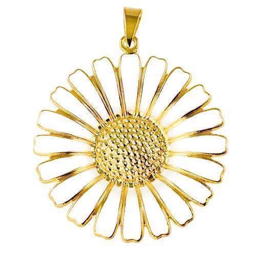 36 mm 925 silver Marguerite pendant white w/ gold plating from Lund of Copenhagen