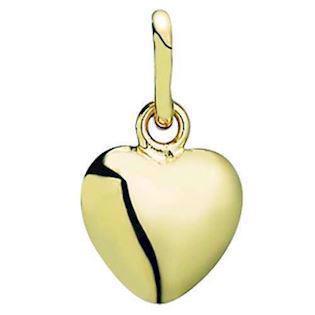 Heart-shaped sterling silver pendant with a smooth, reflective surface and hanging loop.