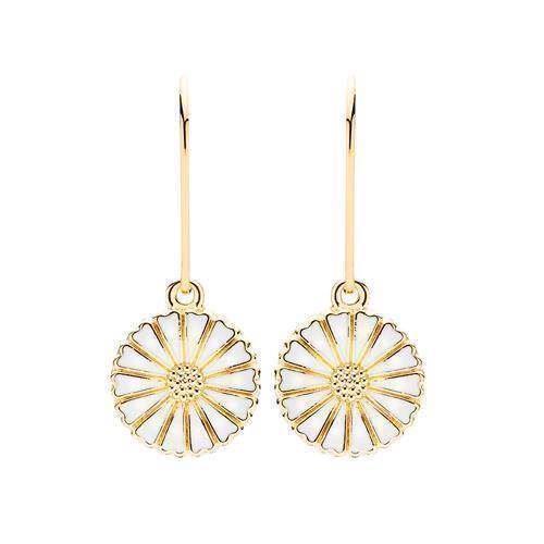 11 mm 925 silver Marguerite earrings white w/gold plated from Lund of Copenhagen