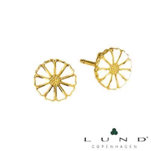 7,5 mm white w/gold plated 925 silver Marguerite earring from Lund Copenhagen, Model 909075-4-M