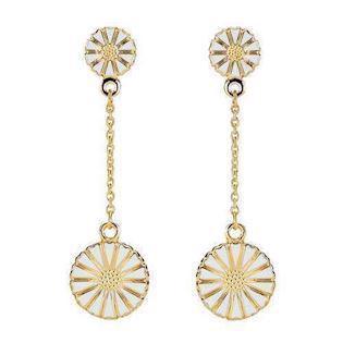 7,5 & 11 mm 925 silver Marguerite earrings in white with gold plating from Lund Copenhagen