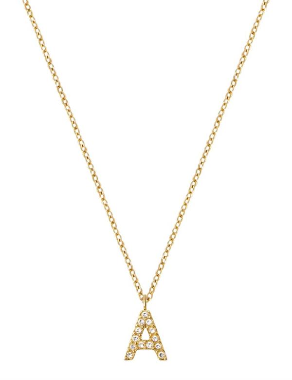 MB0071, Mockberg Stone Letter A Gold Necklace Halskæde