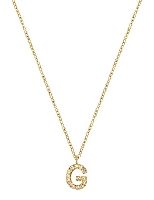 MB0077, Mockberg Stone Letter G Gold Necklace Halskæde
