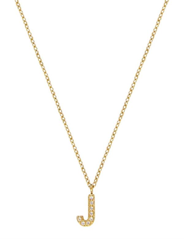 MB0080, Mockberg Stone Letter J Gold Necklace Halskæde