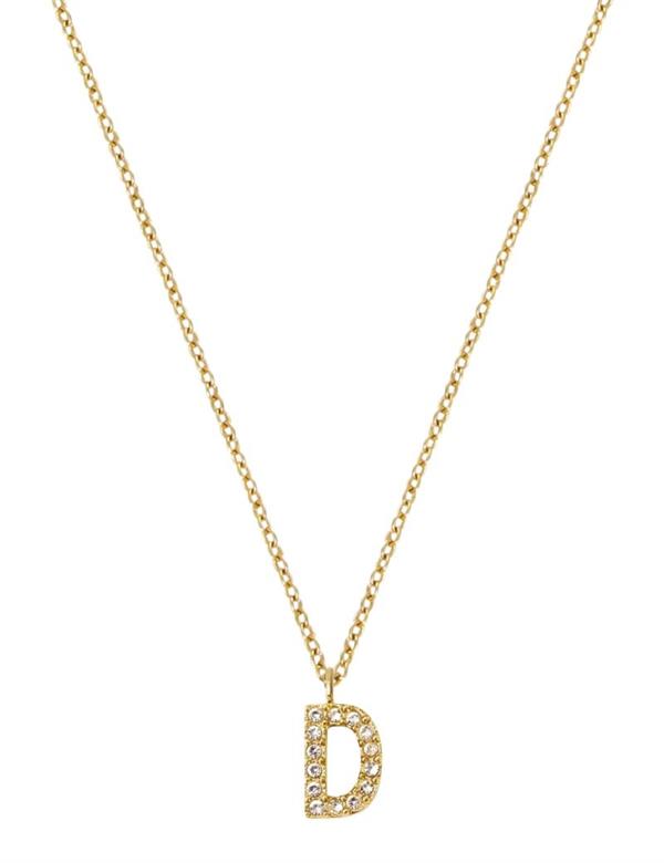 MB0074, Mockberg Stone Letter D Gold Necklace Halskæde