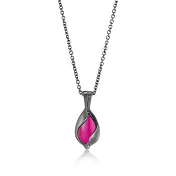 Lille oxideret Smykke Æg med Pink Onyx from Blicher Fuglsang