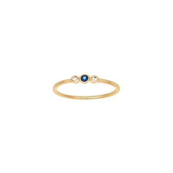 14kt. guldring m/safir og dia. 0.03ct W/SI from Siersbøl
