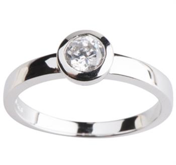 Sølv Damering m/ syn zirkonia Str.58 from Siersbøl