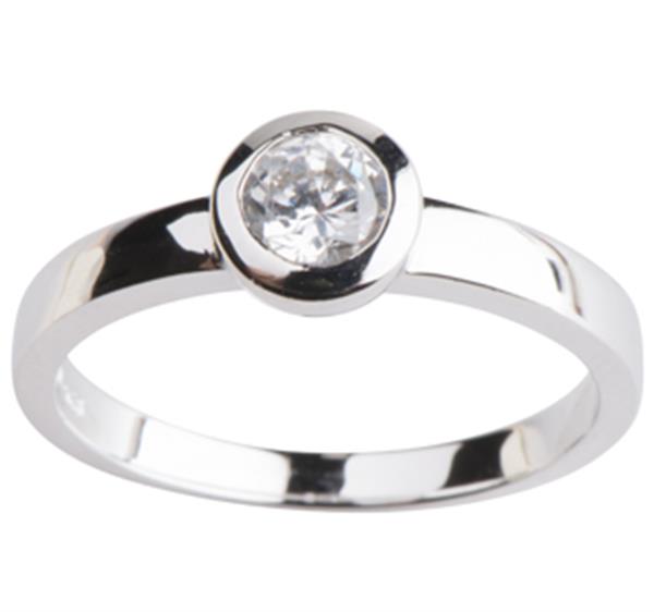 Sølv Damering m/ syn zirkonia Str.54 from Siersbøl