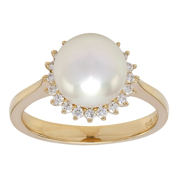 14kt. guld ring med 0,23ct. TW/SI og fvkp 9mm from Siersbøl