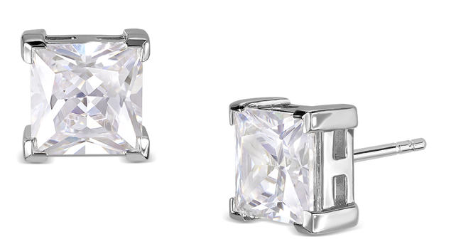 Ørestik sølv rhodineret firkantet zirkonia 6x6 mm from L&G