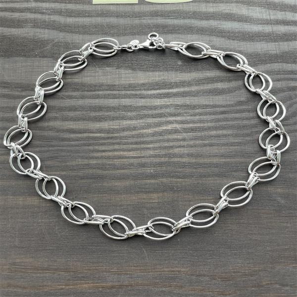 Kæde sølv rhodineret Big oval from L&G