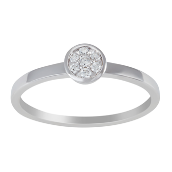 14 kt. hvg.ring, cirkel m pavé 0,091 ct W/SI* from Siersbøl