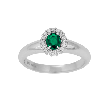 14 kt. guldring m/smaragd og dia 0.11ct W/SI from Siersbøl