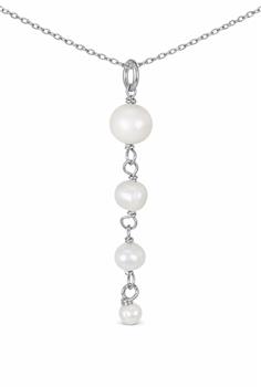 Y-Kæde sølv rhodineret med ferskvandsperler from L&G