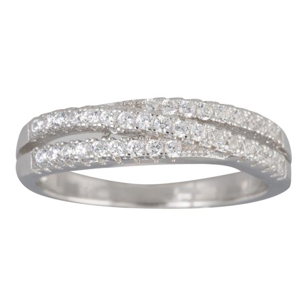 Sølv rhd. ring med tre rækker cz. Str.54 from Siersbøl