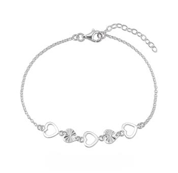 Armbånd sølv rhodineret hjerter from L&G