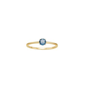 14kt. guldring m. 4mm london blå topas from Siersbøl