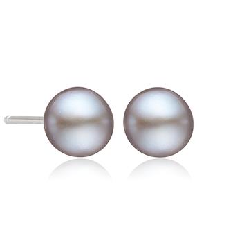 Grå perle ørestikker i sølv from Blicher Fuglsang