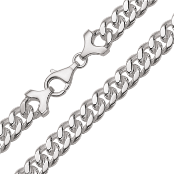 Silver Curb Facet Necklace, 9 mm wide and 45 cm long