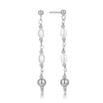 Silver earrings with pearls and beads