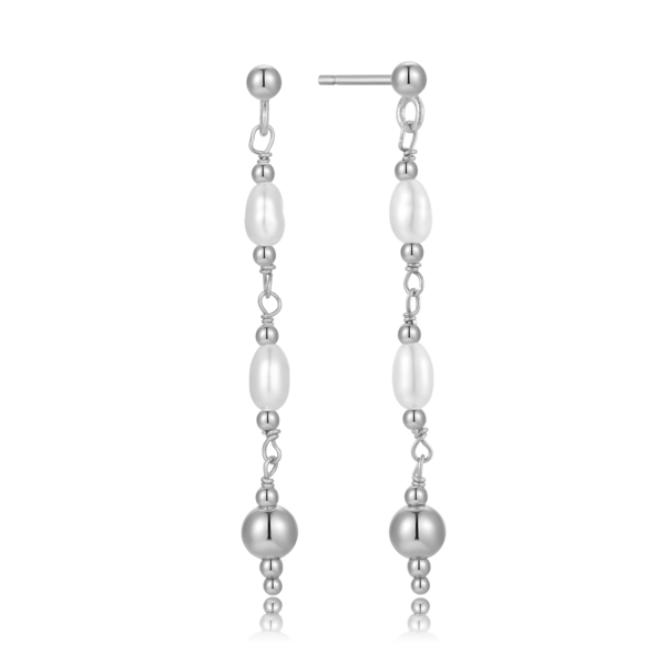 Silver earrings with pearls and beads