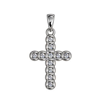 Støvring Design silver cross pendant with cubic zirconia 13 x 20 mm
