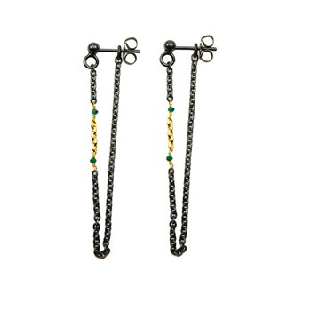 Earrings 925/585 -Oxidised & Blue Diamonds Pr.par from San - Links of Joy