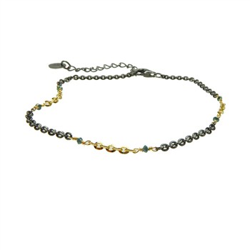 Bracelet & Necklace 925/585 -Oxidised & Blue Diamonds 42+8cm from San - Links of Joy