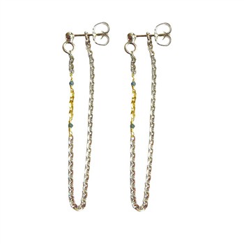 Earrings 925/585 - Rhodium & Blue Diamonds Pr.par from San - Links of Joy
